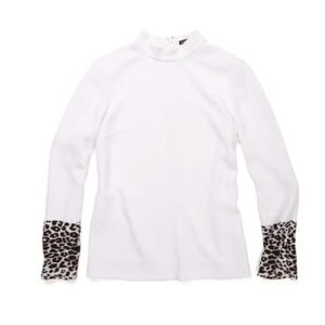 Club Monaco Preppy Animal Print Long Sleeve Mobwife Pullover Blouse Size L